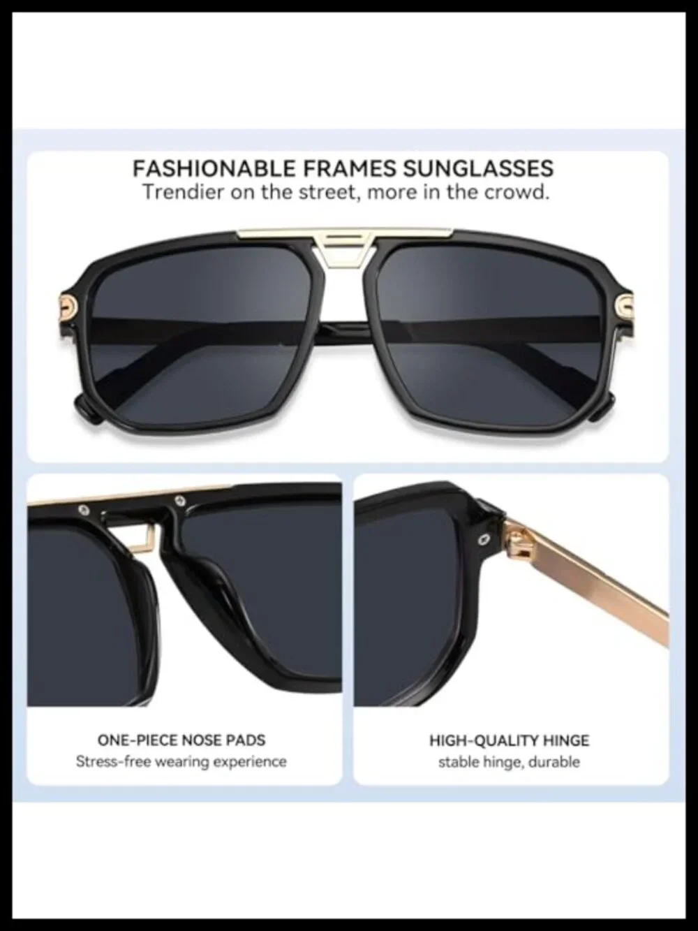 Oversized Square Sunglasses UV400 Protection Retro Vintage Big Frame Unisex